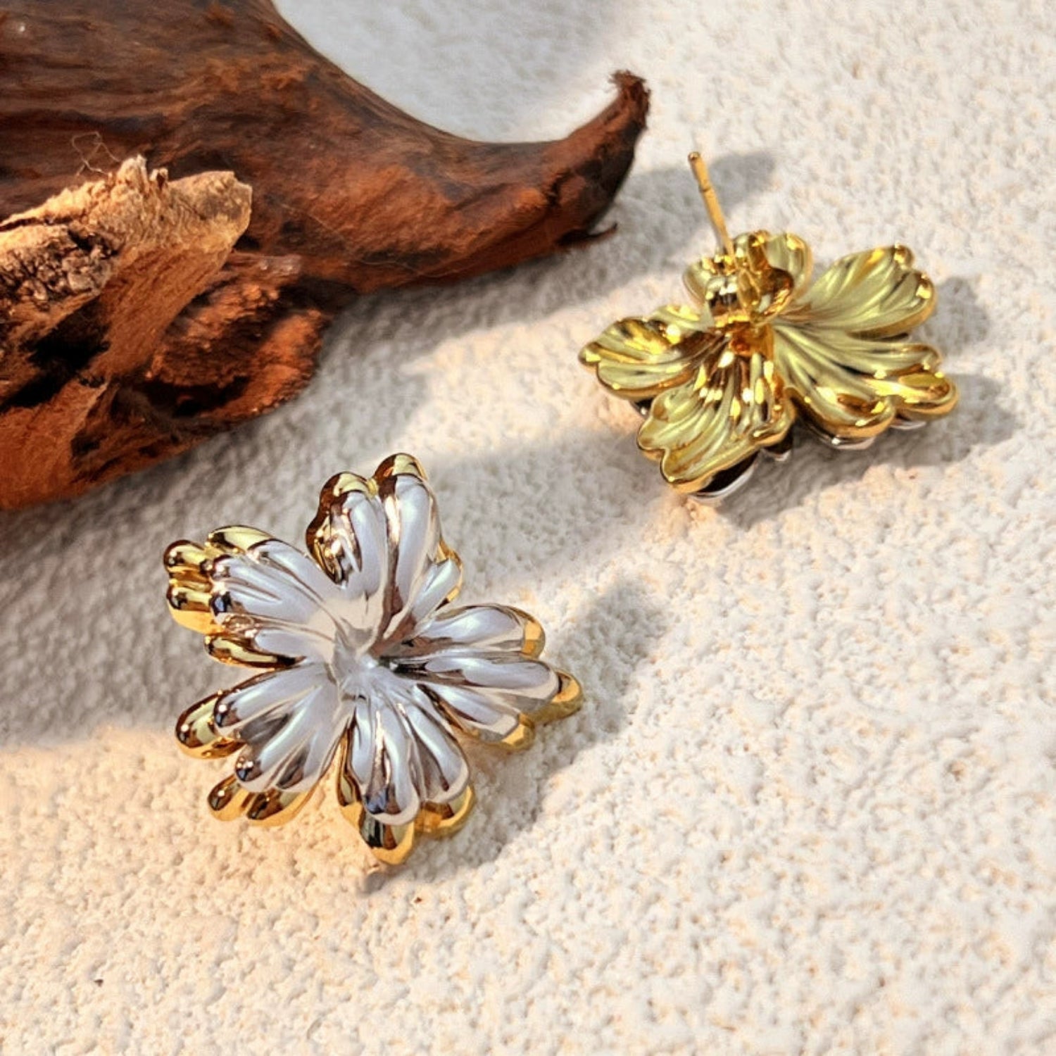 Just Lil Things Golden Blossom Crystal Stud Earrings jlt13301