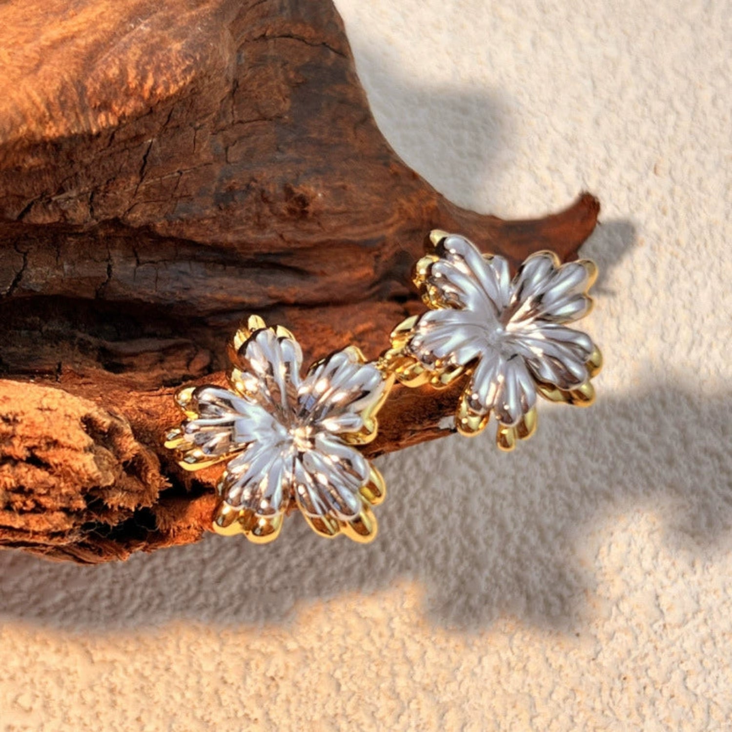 Just Lil Things Golden Blossom Crystal Stud Earrings jlt13301