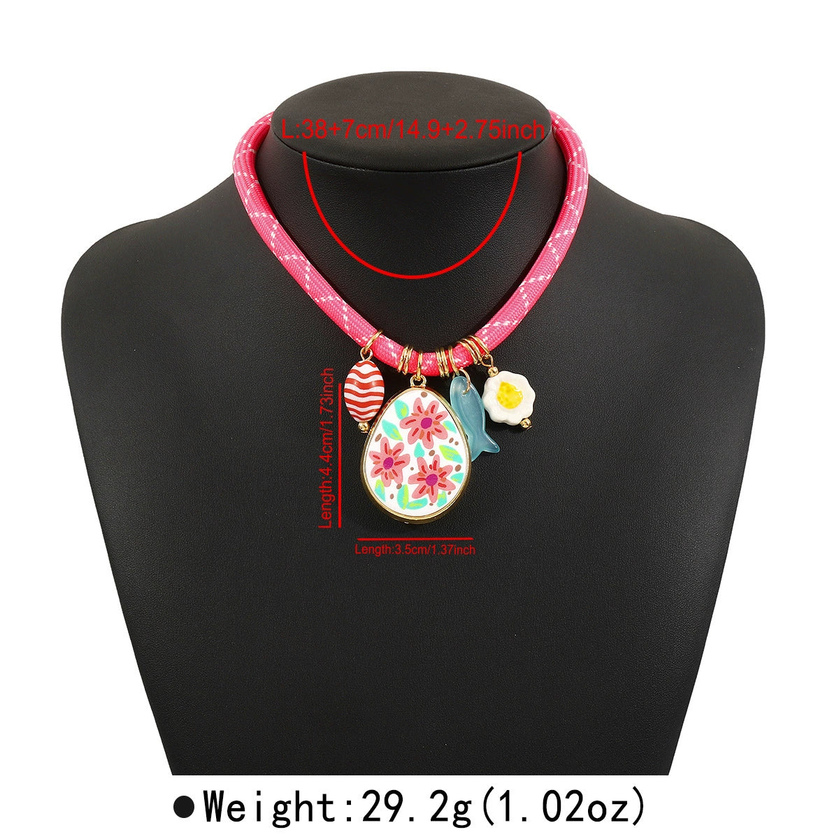 Just Lil Things -Pink Rope with Floral Pendant & Cute Accents Necklace – jltn1589