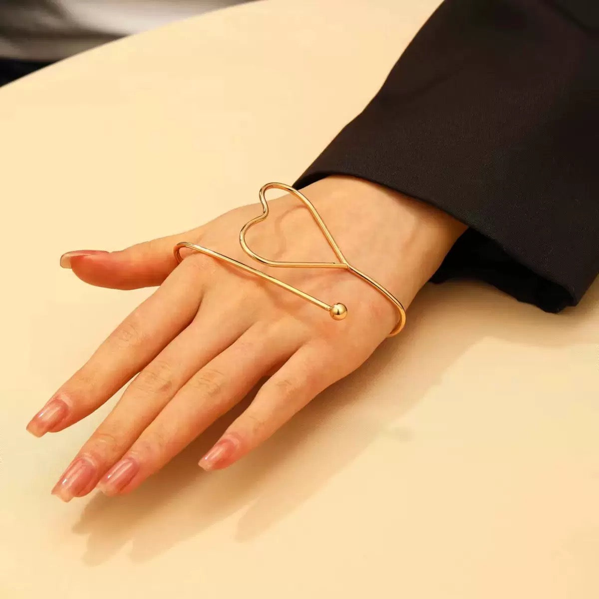 Just Lil Things Golden Heartline Open Cuff Bracelet JLTB0958