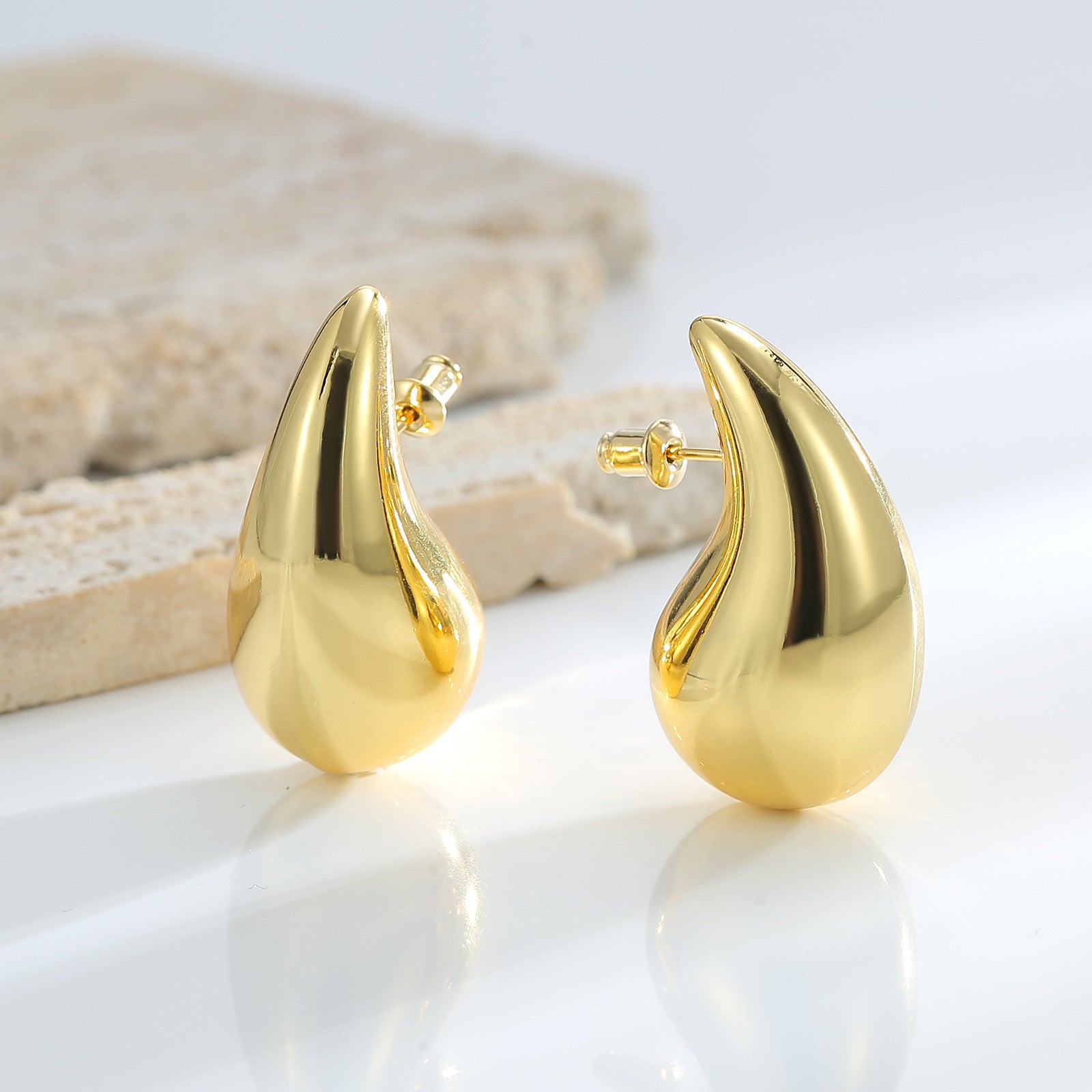 Gold Teardrop Statement Earrings  jlt11749