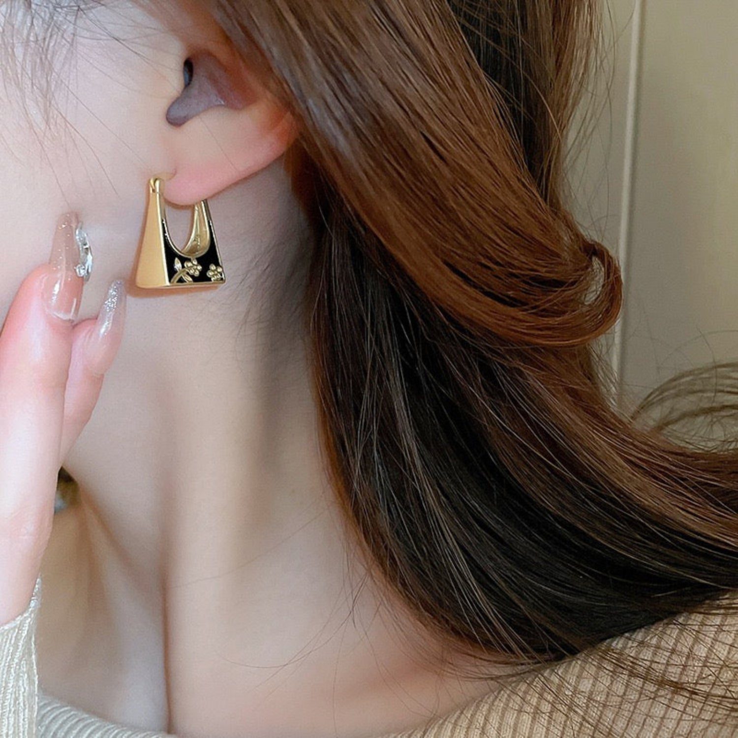 Just Lil Things Gold Hoop Smooth Enamel Earrings jlt11886