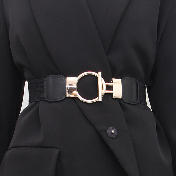 Coat wide matching elastic black outer belt girdle jlthb0063