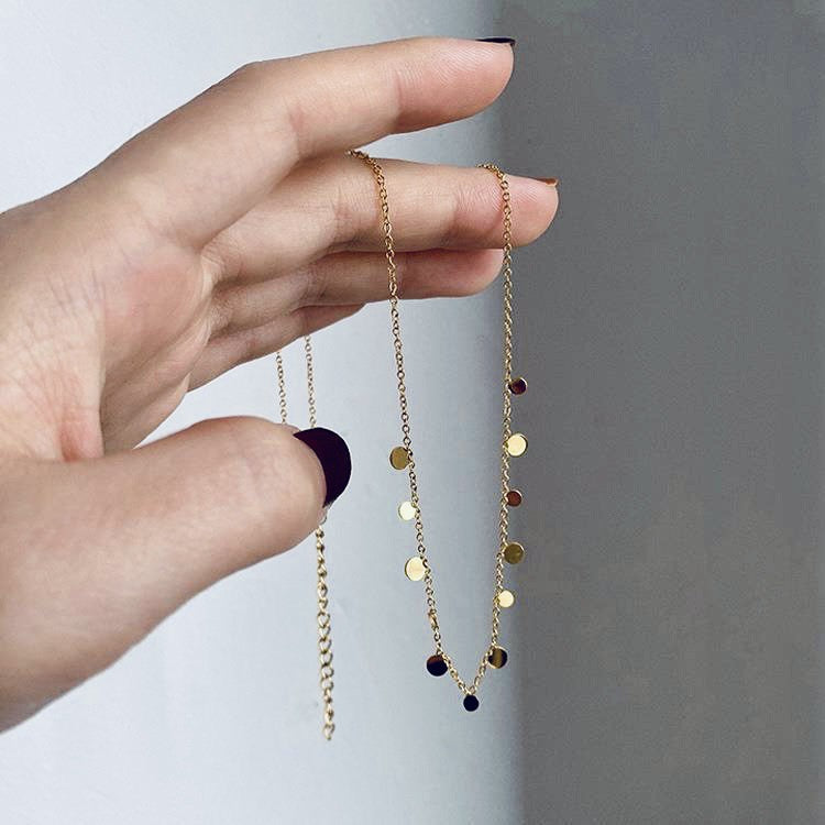 Minimalist Gold Disc Necklace jltn0685