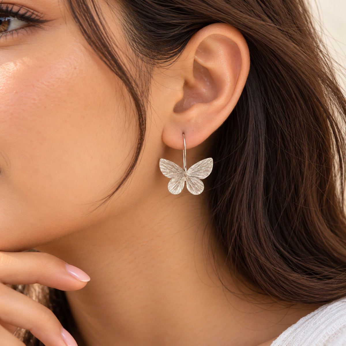Silver Butterfly Dangle Earrings JLT11588
