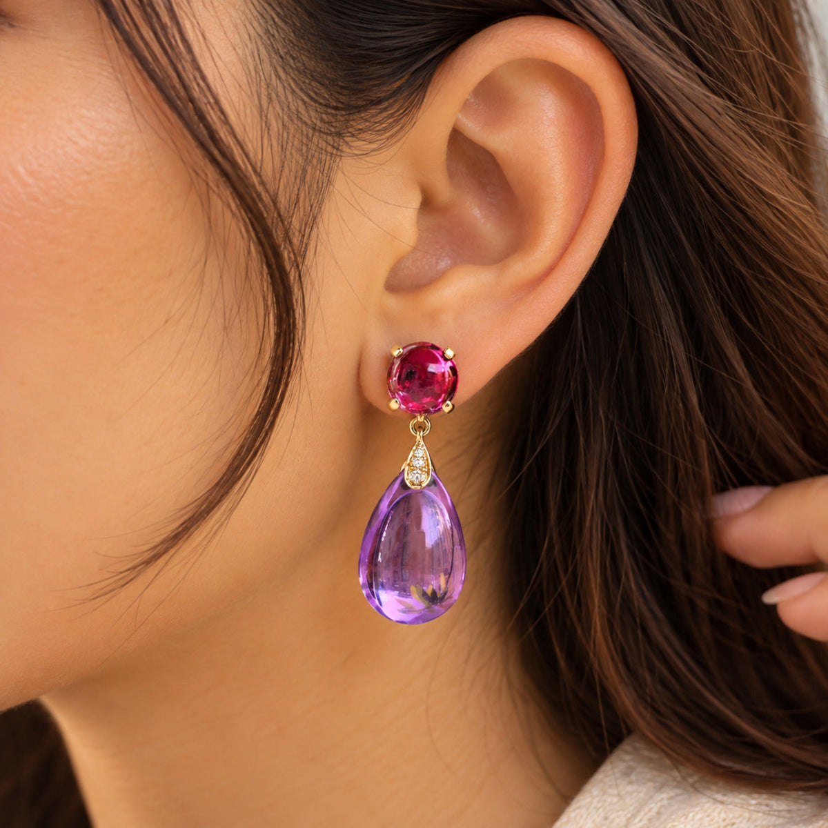 Amethyst and Ruby Drop Earrings JLT11593