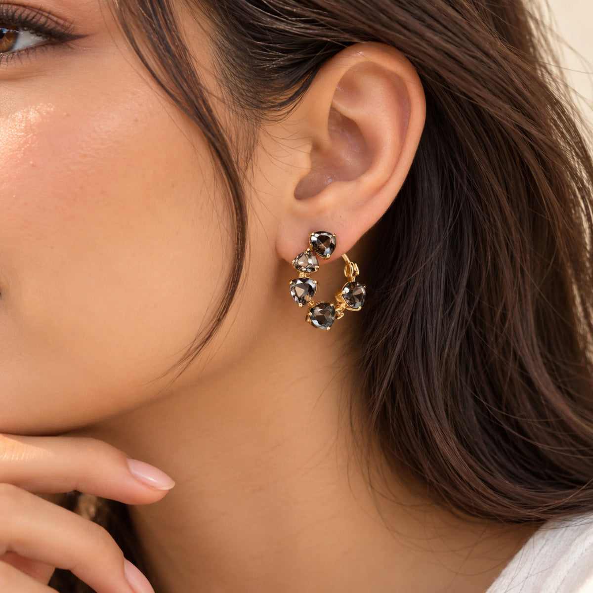 Crystalite Black Hoop Earrings JLT12366
