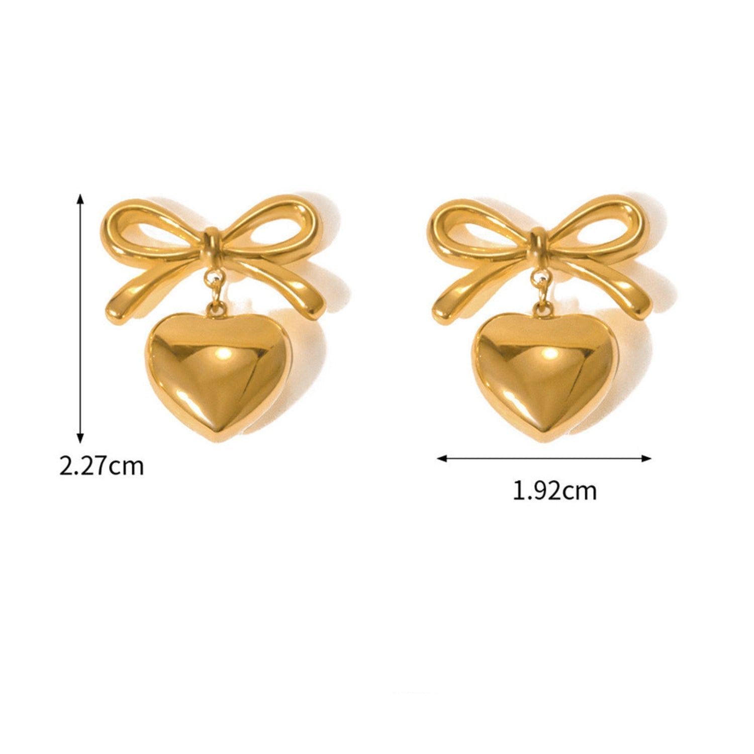 Golden Bow Pin With Heart Dangle Earring JLT12649