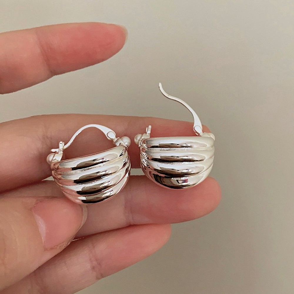 Irregular Metal Peark Euro American Style Silver  Hoop Earrings JLT12720