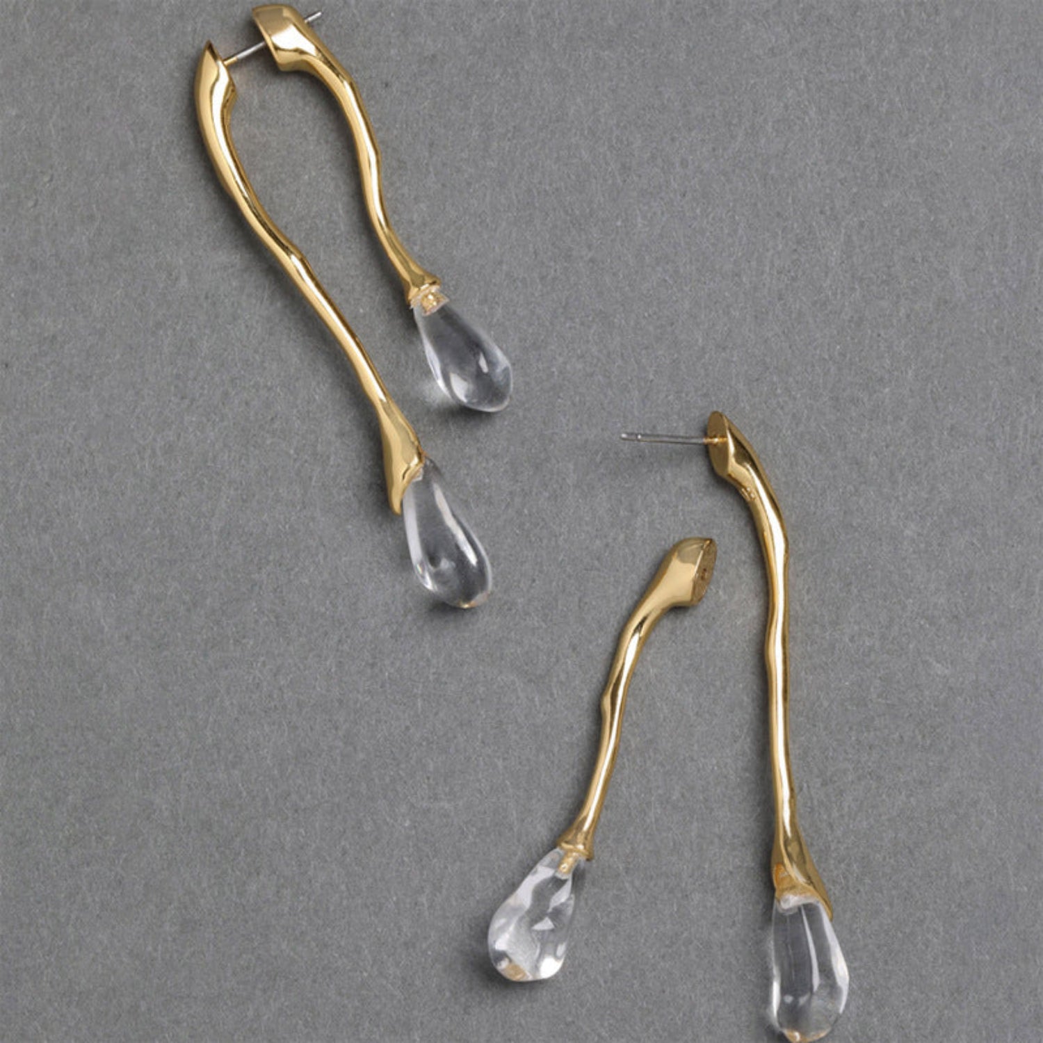 Front Back Water Dropplets Aurum Pin Earrings JLT12844