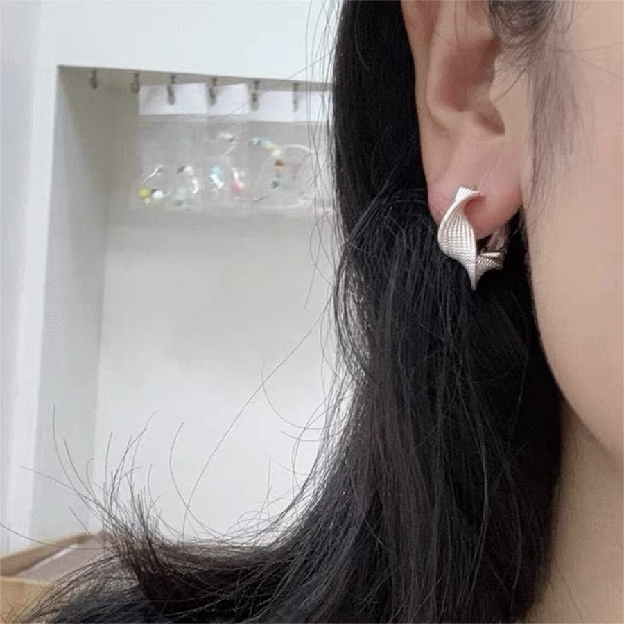Double Twisted Silver Hoop Earrings JLT12846