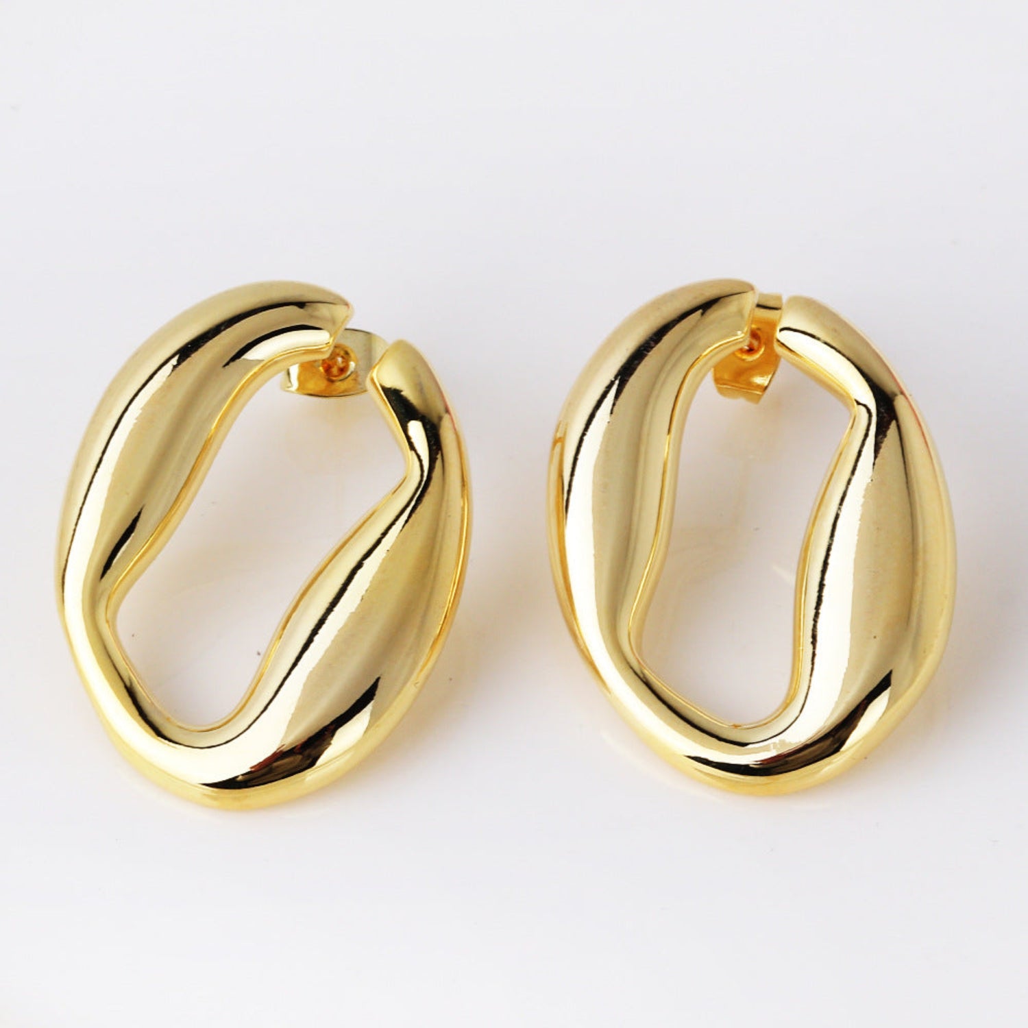 Smoothly Glided Yellow Metal Pin Earrings JLT12861