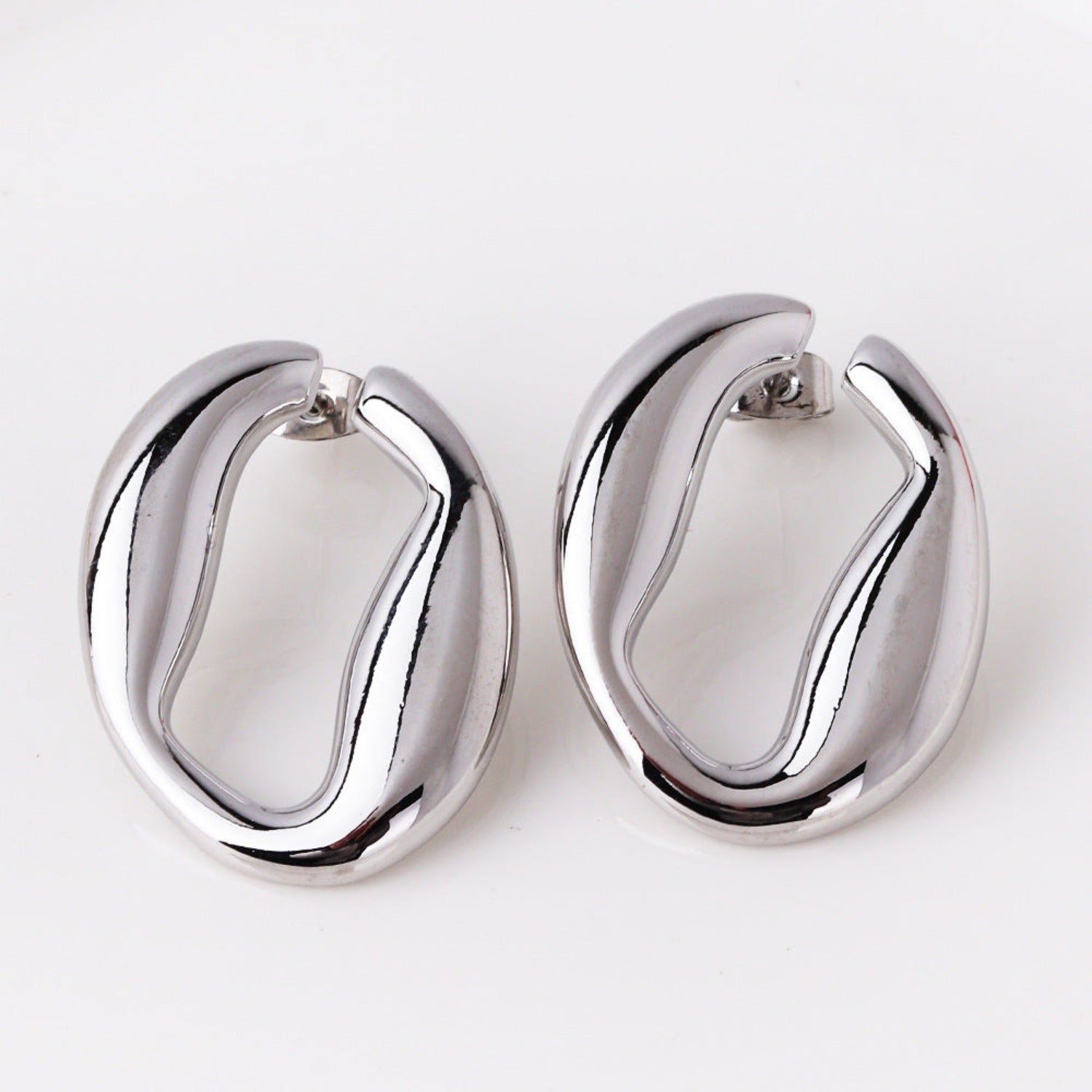 Smoothly Glided Alloy Metal Steel Pin Earrings JLT12862