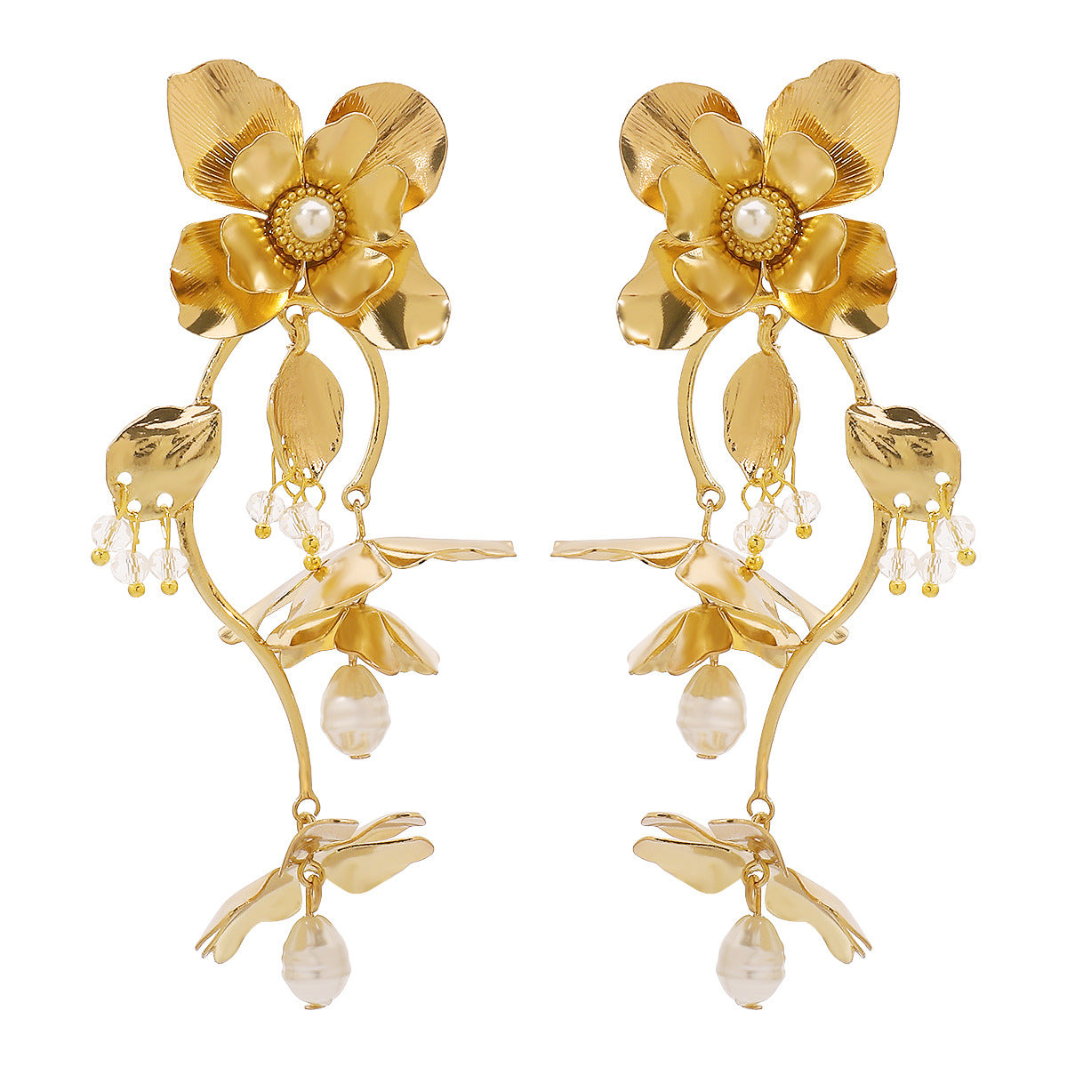 Vintage Floral Style Premium pearl Drop Earrings JLT12865
