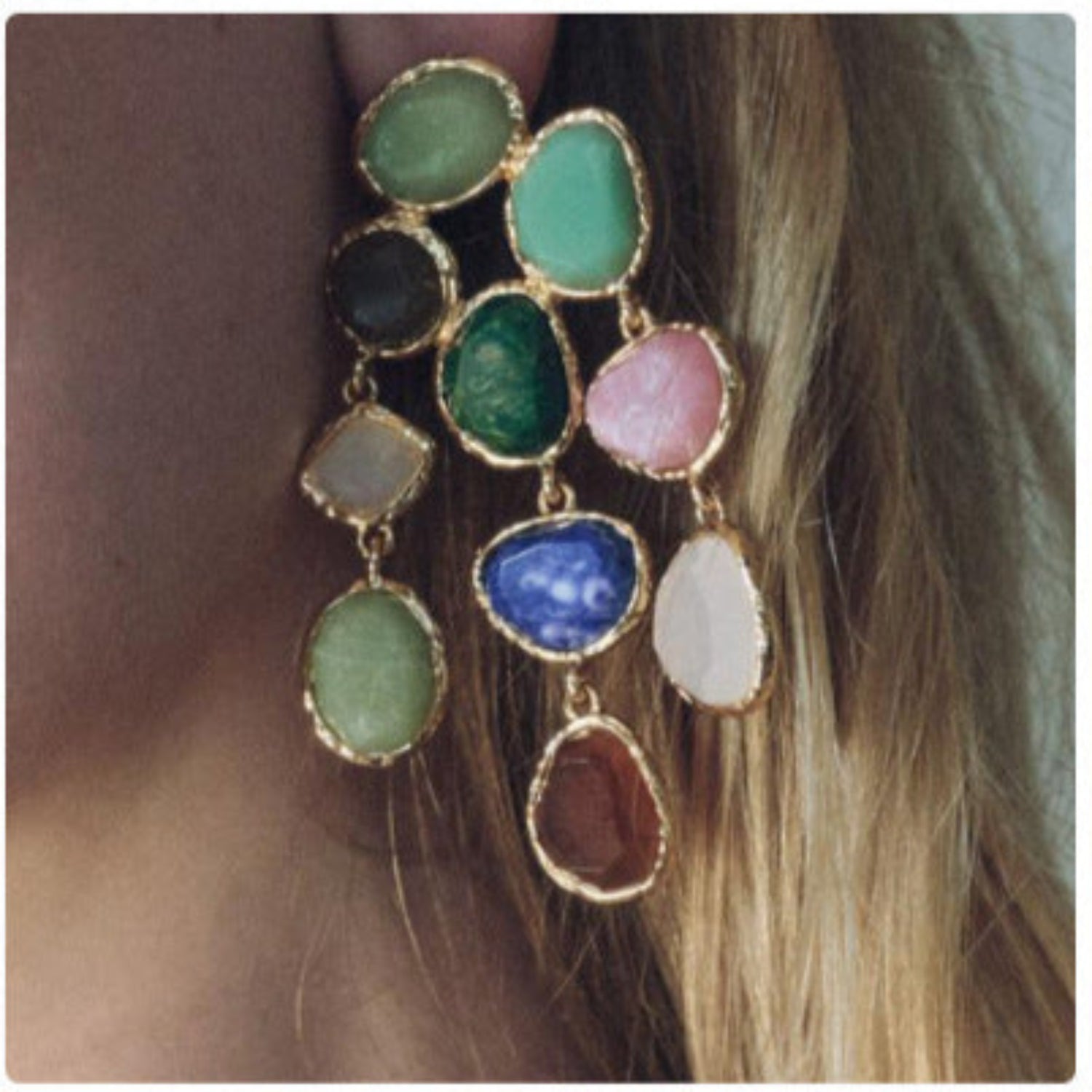 Multi Rhinestone Multicolor Drop Earrings JLT12880