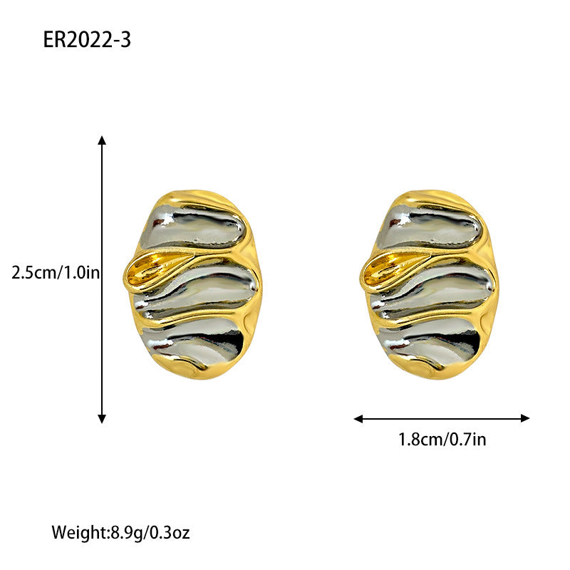 Dual-Tone Wave Multicolor Stud Earrings JLT12888