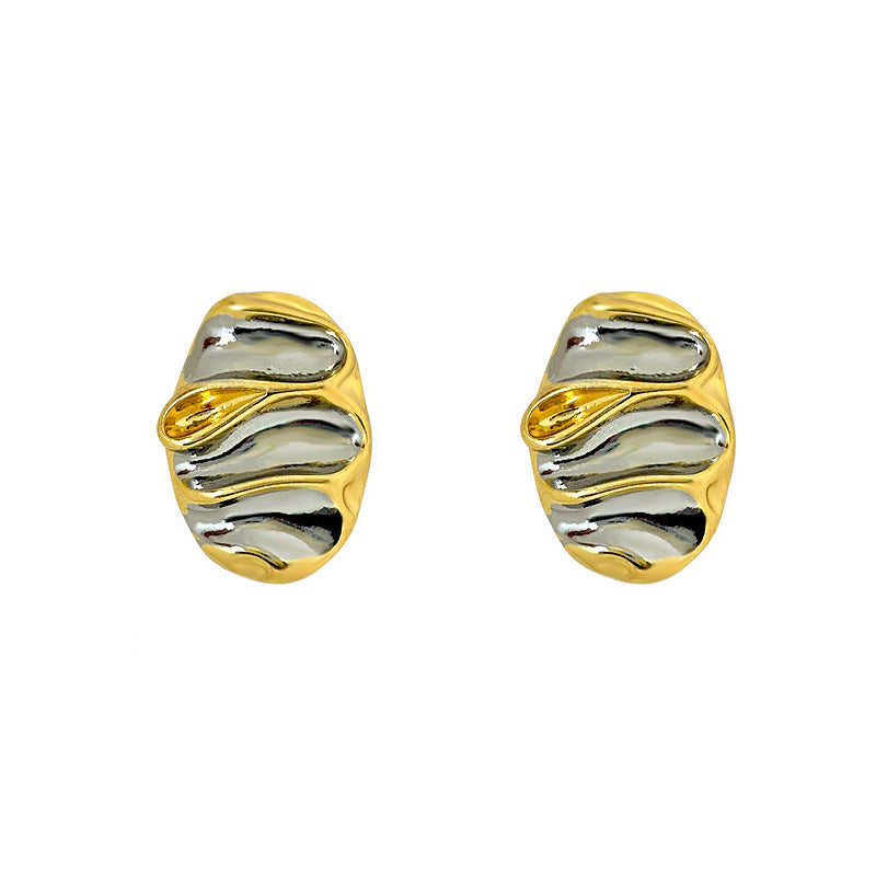 Dual-Tone Wave Multicolor Stud Earrings JLT12888