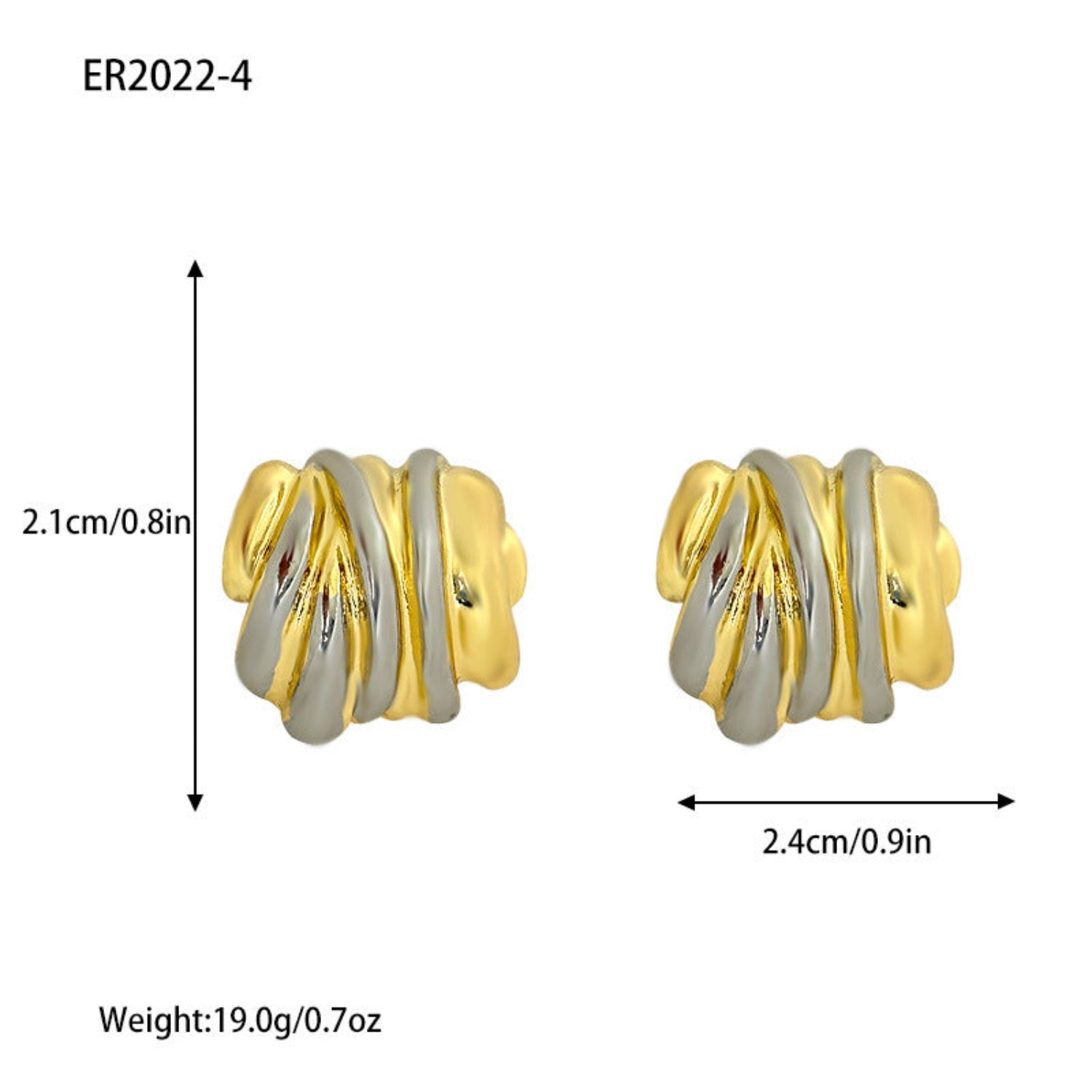 Modern Chunky Dual Tone Textured Stud Earrings JLT12889