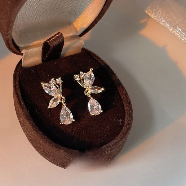 Gold Color Stone Studded Drop Earrings JLT12891