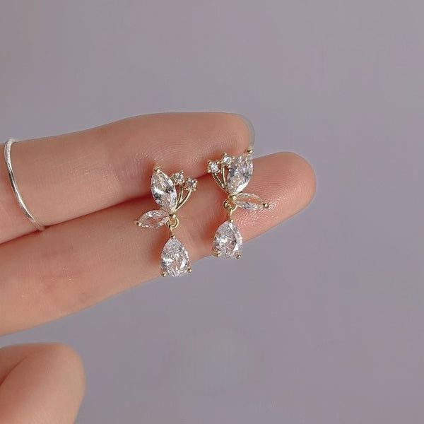 Gold Color Stone Studded Drop Earrings JLT12891