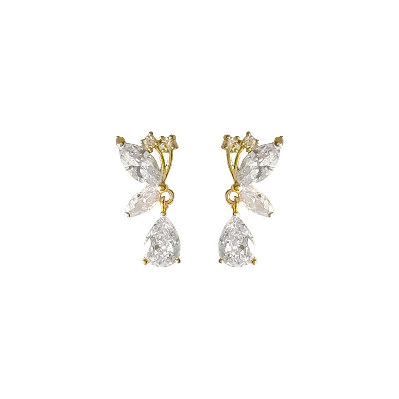 Gold Color Stone Studded Drop Earrings JLT12891