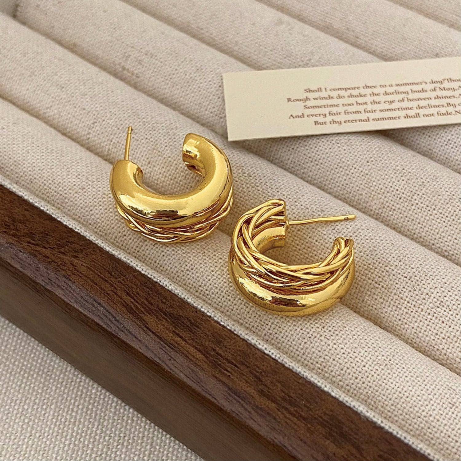 Retro Double Layer Twisted Gold Pin Earrings JLT12899