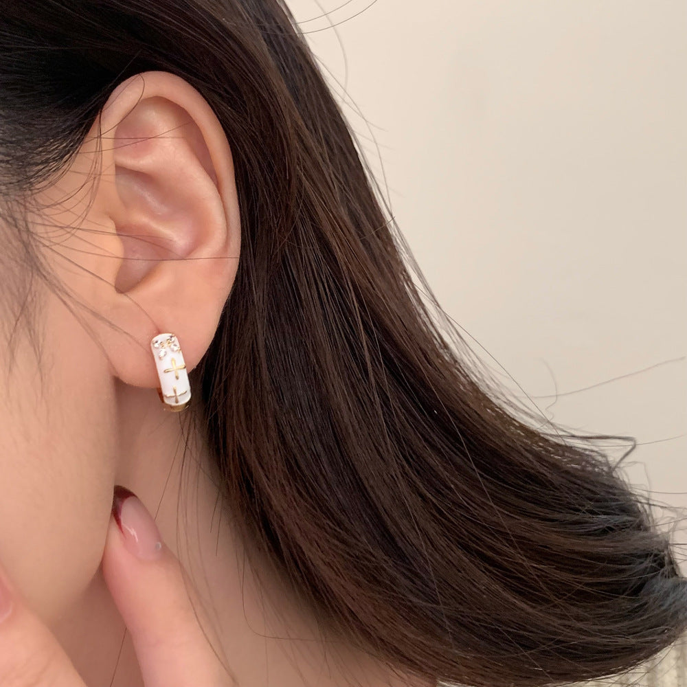 Dainty White Gold Floral Multicolour Hoop Earrings JLT12905
