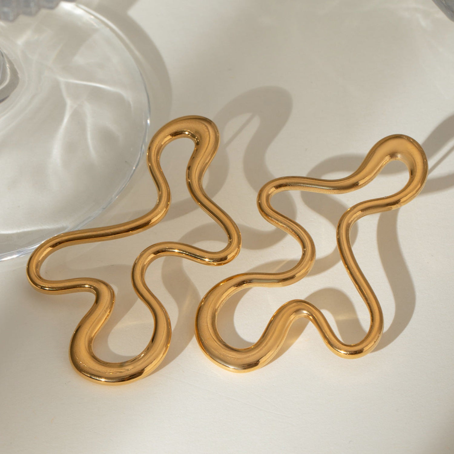 Geometric Irregular Hollow Gold-color Stud Earring  JLT12915