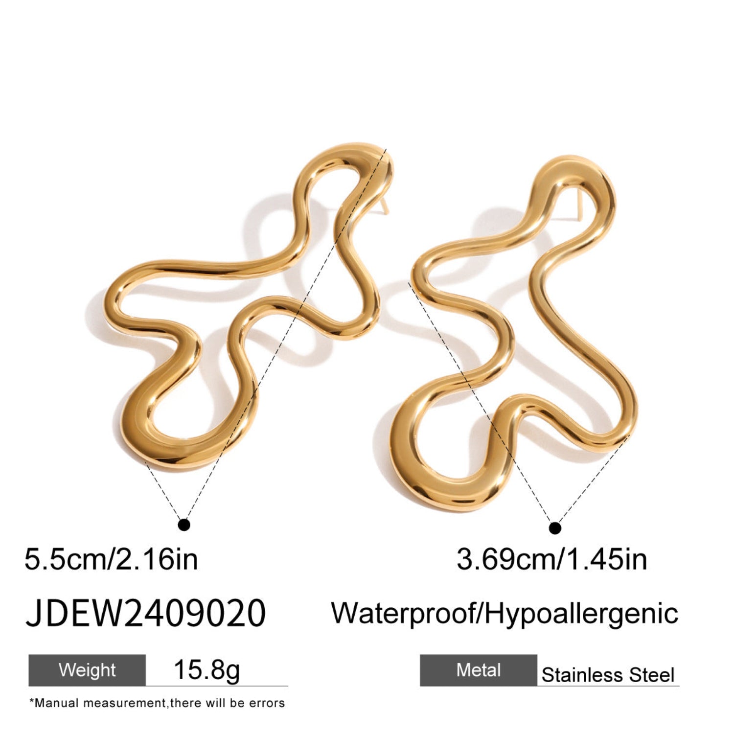 Geometric Irregular Hollow Gold-color Stud Earring  JLT12915