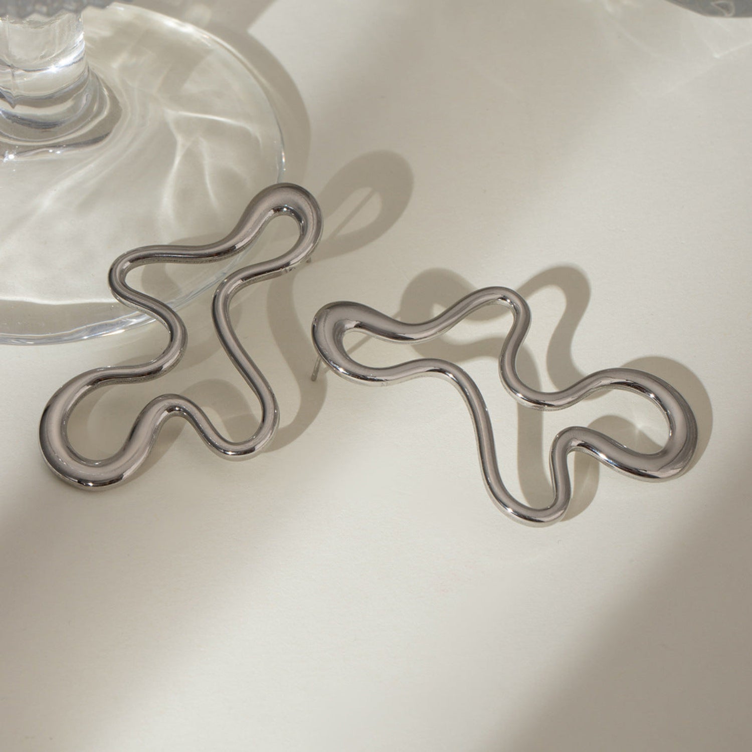 Geometric Irregular Hollow Silver-color Stud Earring JLT12916