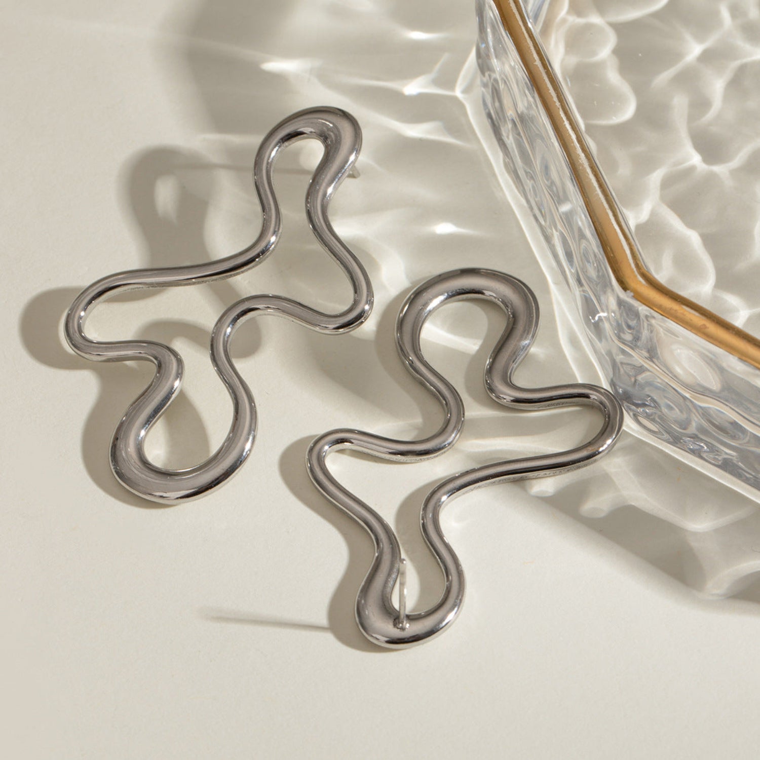 Geometric Irregular Hollow Silver-color Stud Earring JLT12916