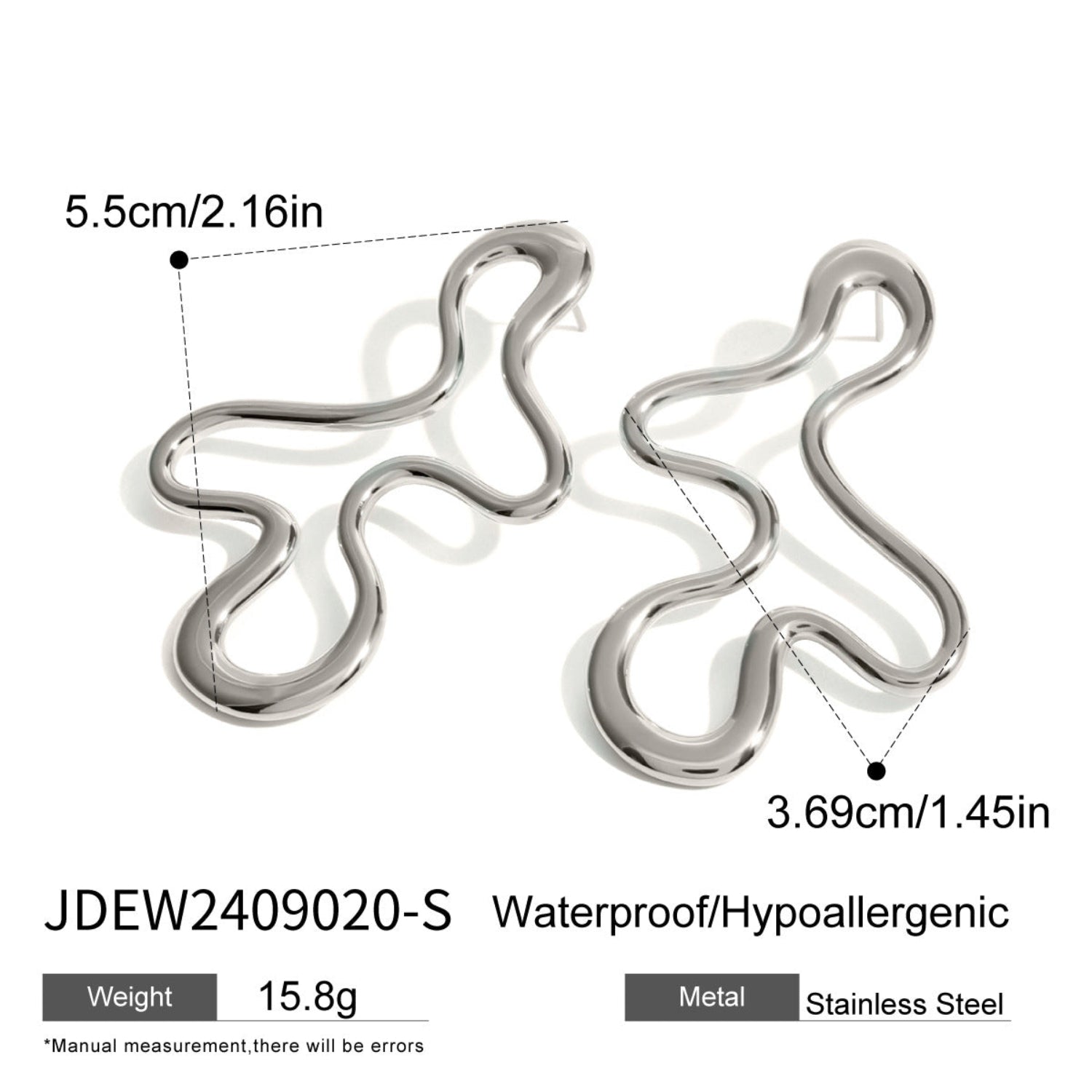 Geometric Irregular Hollow Silver-color Stud Earring JLT12916