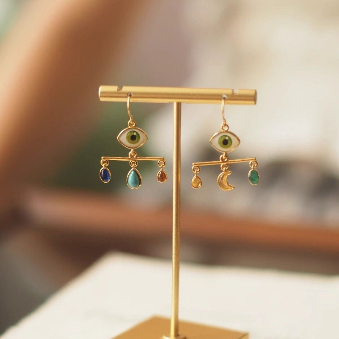 Eye Stability Multicolor Gold Drop Earring JLT12919