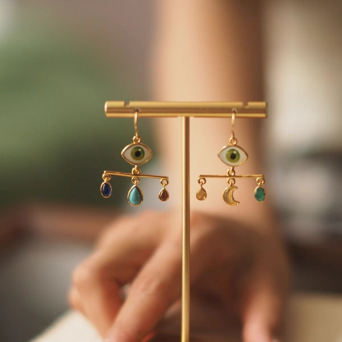Eye Stability Multicolor Gold Drop Earring JLT12919