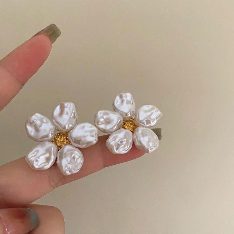 Elegant White Pearl Petal Bloom Earring JLT12920