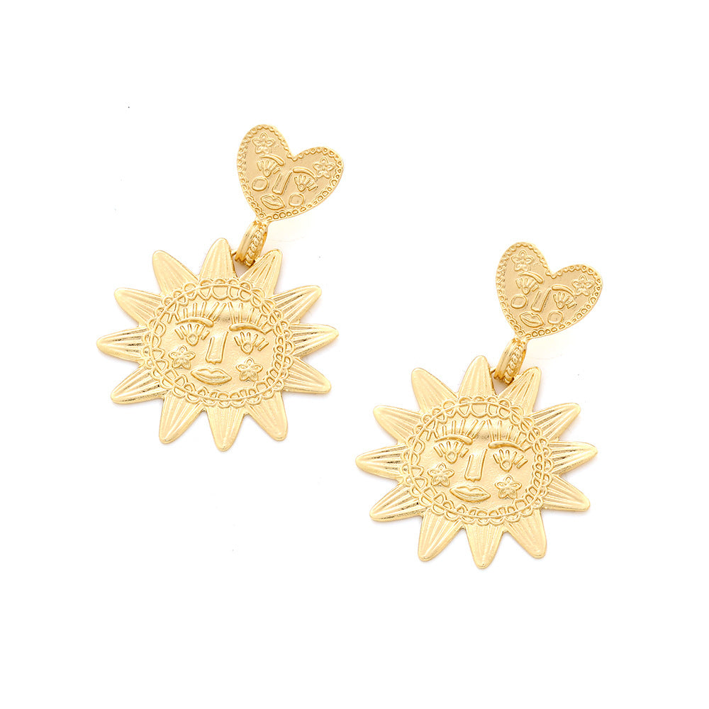 Metal Glare & Heart Gold Earring JLT12941
