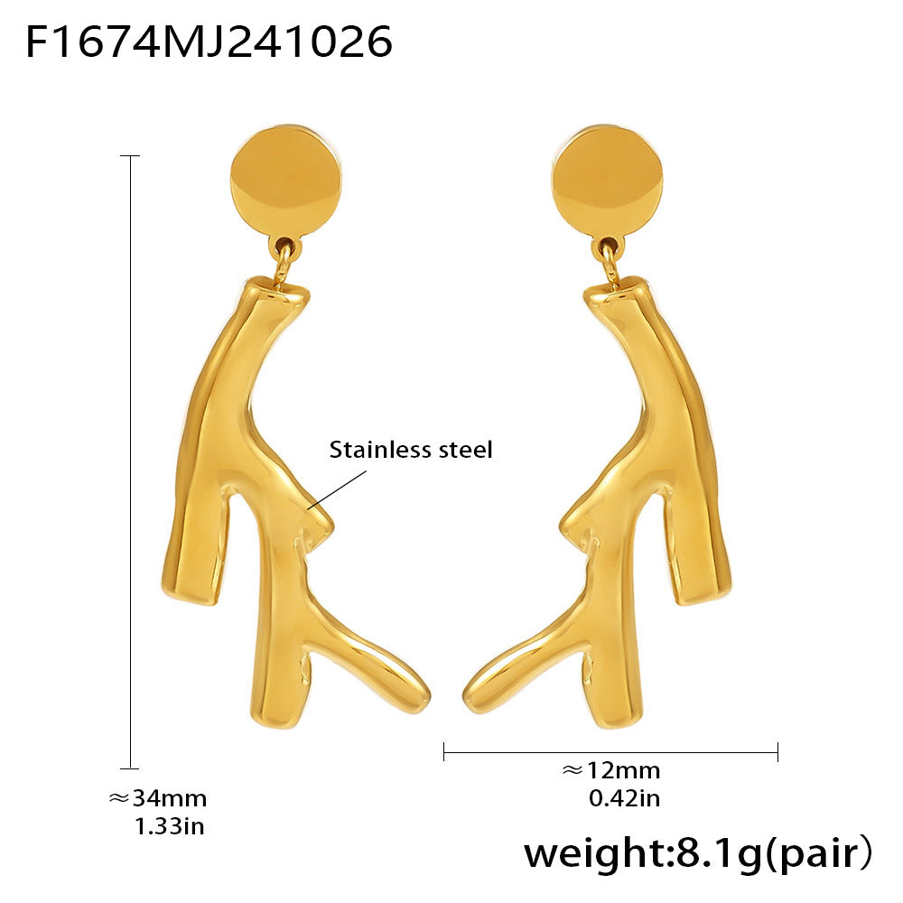 Coral Branch styled Gold Drop Earring JLT12950