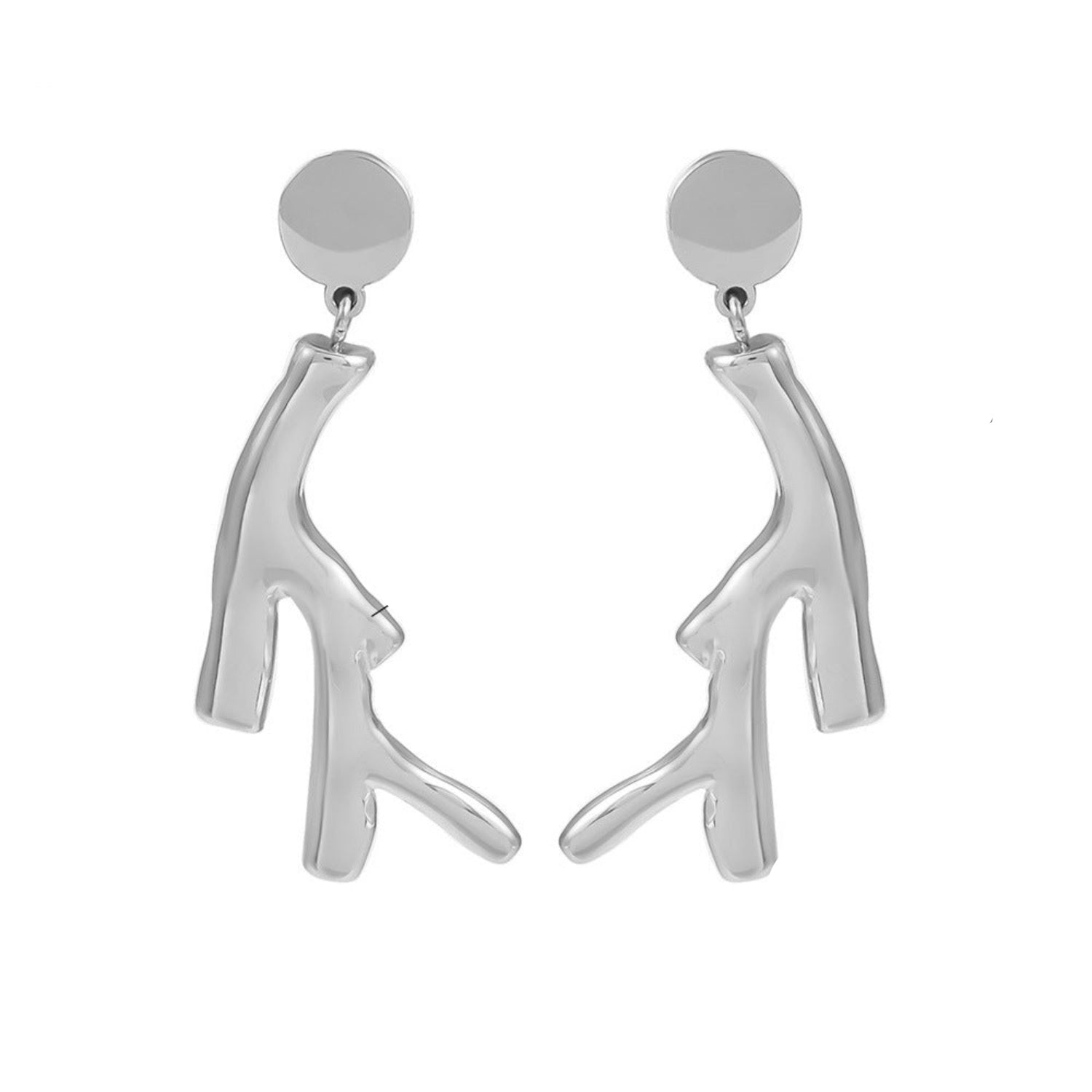 Coral Branch styled Silver Steel Drop Earring JLT12951