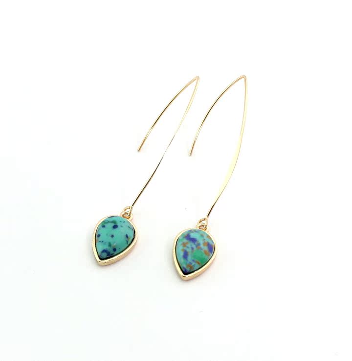 Heart Shaped Drop Stone Gold Earring JLT12956