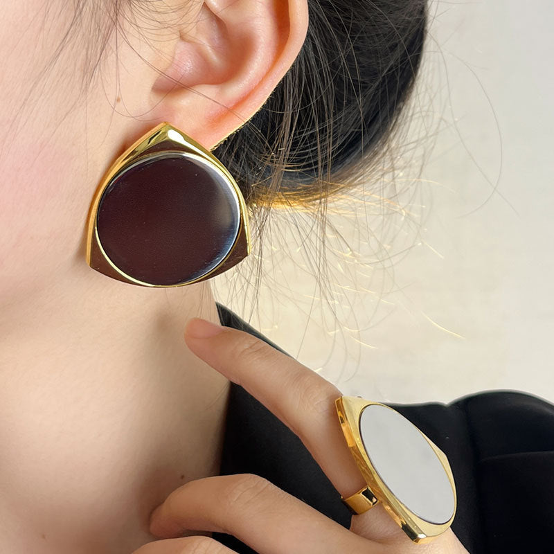 Geometric Style Triangle Stud Gold Earring JLT12959