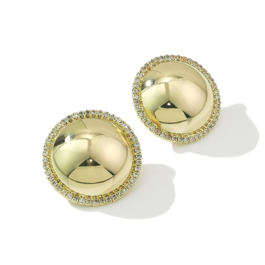 Halo Button Style Omega Back Hoop Earring JLT12964