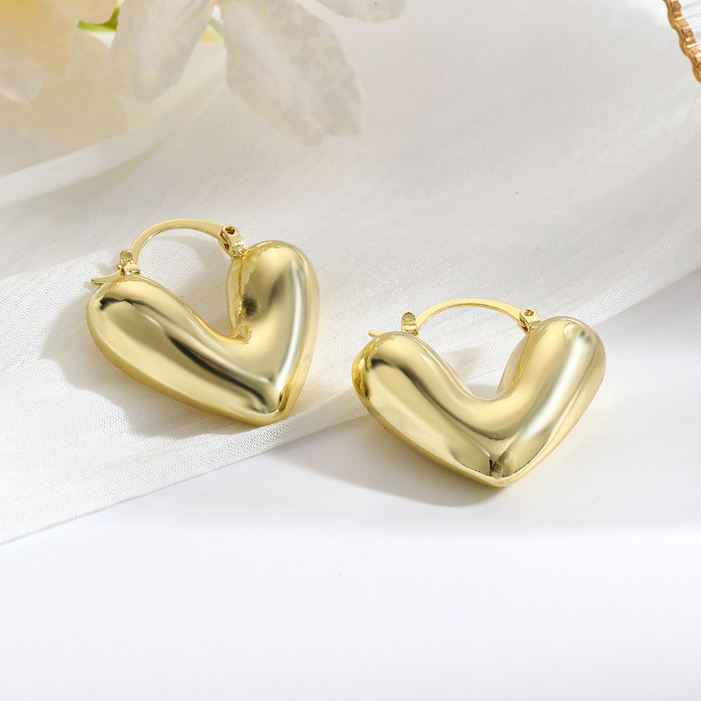 Heart Shaped Hoop Gold Earring JLT12977