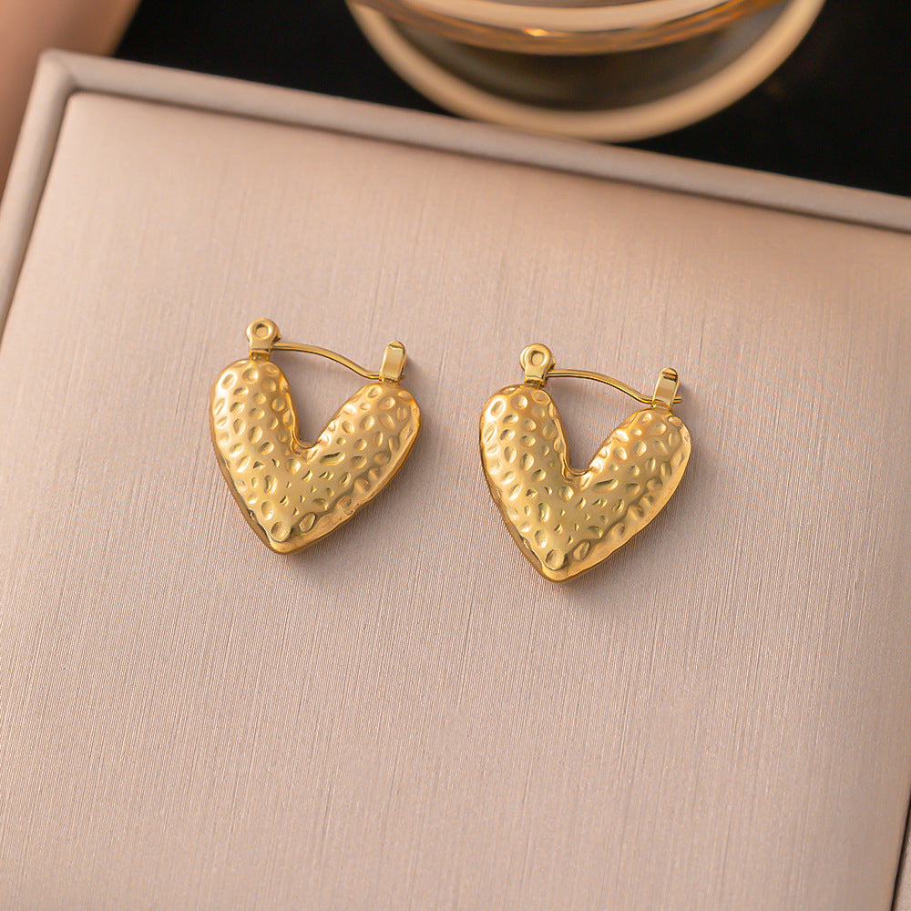 Heart Shaped Huggie Hoop Gold Earring JLT12979