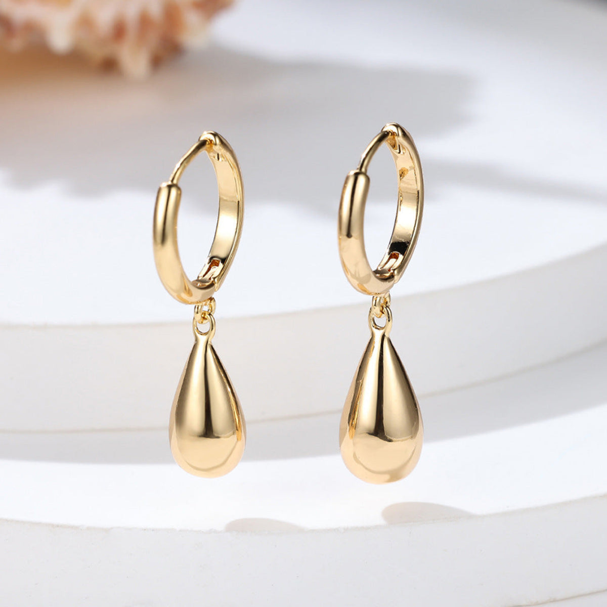 Water Drop Hoop Gold Earring JLT12986