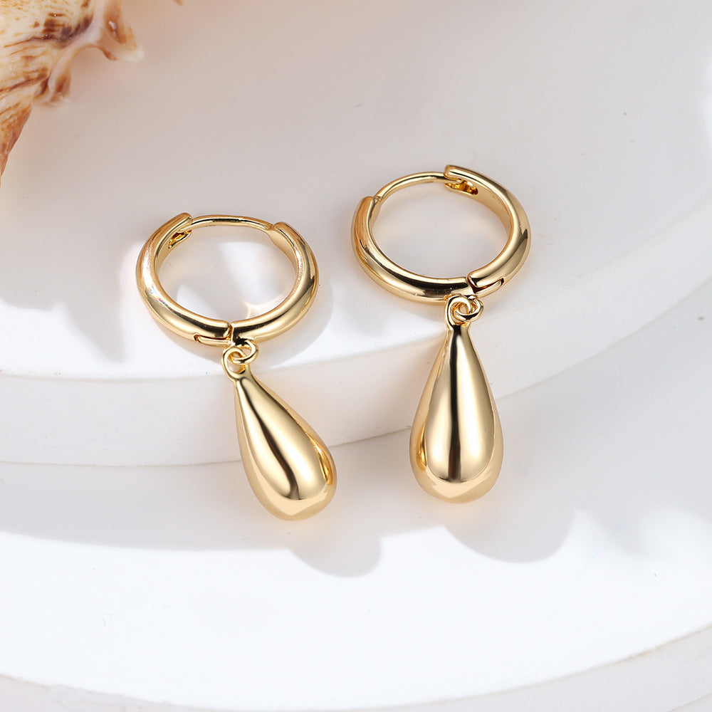 Water Drop Hoop Gold Earring JLT12986