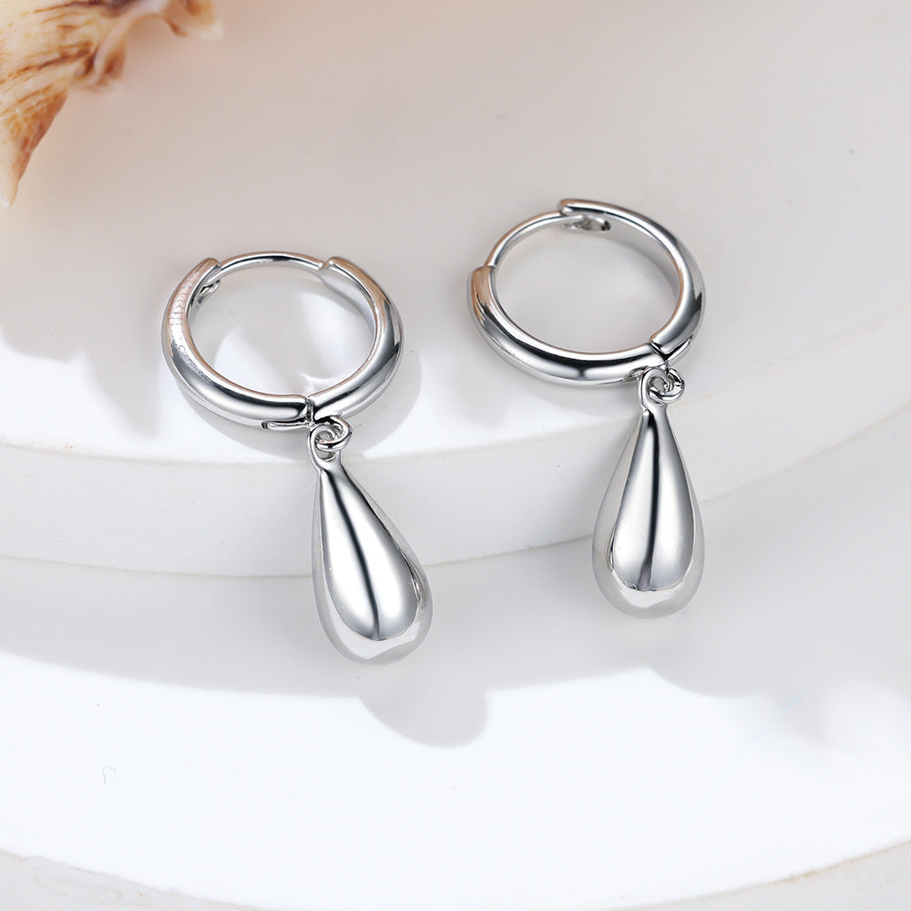 Water Drop Hoop Silver Earring JLT12987