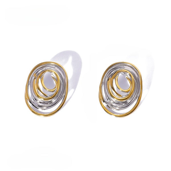 Geometric Style Irregula Multi Layer Gold-Silver Earring JLT12992