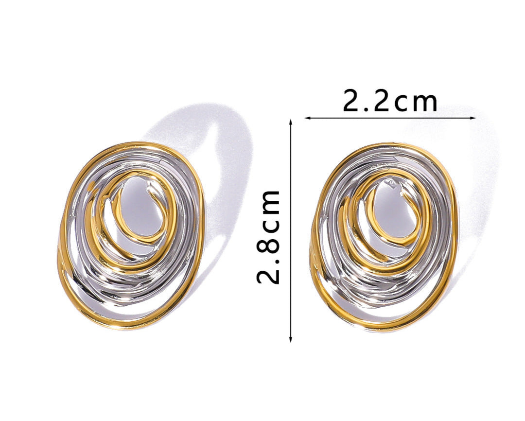 Geometric Style Irregula Multi Layer Gold-Silver Earring JLT12992