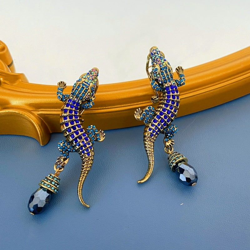 Crocodile Frong Rhinestoner Luxury Earrings JLT13011