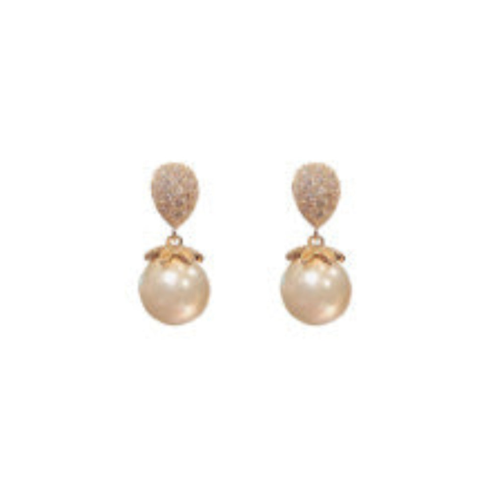 Rain Drop Crystal Bloom Pearl Drop Earrings JLT13022